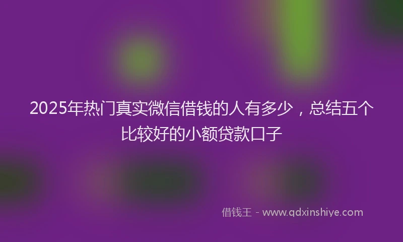 2025年热门真实微信借钱的人有多少，总结五个比较好的小额贷款口子