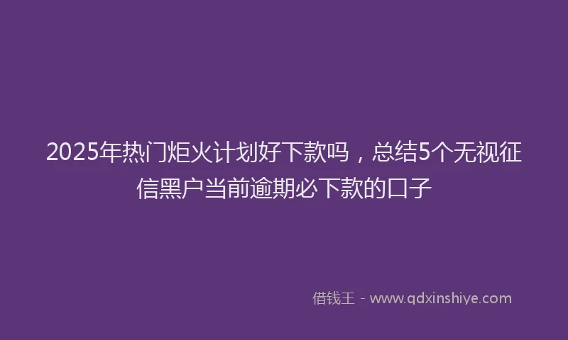 2025年热门炬火计划好下款吗，总结5个无视征信黑户当前逾期必下款的口子