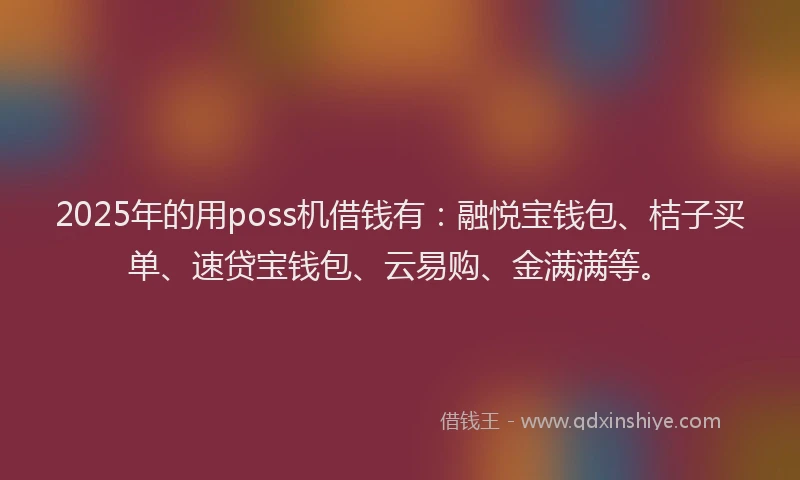 2025年的用poss机借钱有：融悦宝钱包、桔子买单、速贷宝钱包、云易购、金满满等。