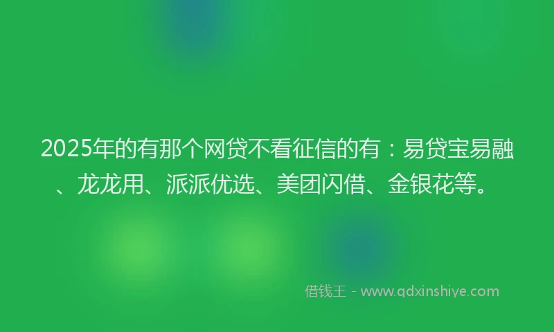 2025年的有那个网贷不看征信的有：易贷宝易融、龙龙用、派派优选、美团闪借、金银花等。