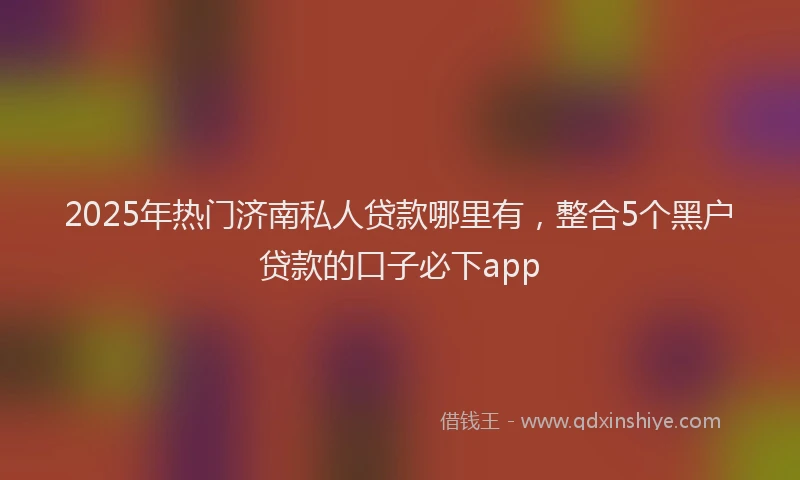 2025年热门济南私人贷款哪里有，整合5个黑户贷款的口子必下app