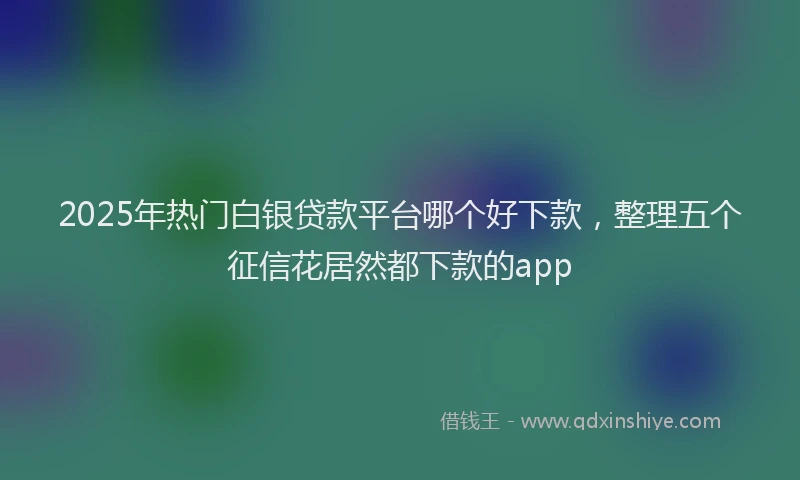 2025年热门白银贷款平台哪个好下款，整理五个征信花居然都下款的app