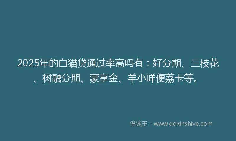 2025年的白猫贷通过率高吗有：好分期、三枝花、树融分期、蒙享金、羊小咩便荔卡等。
