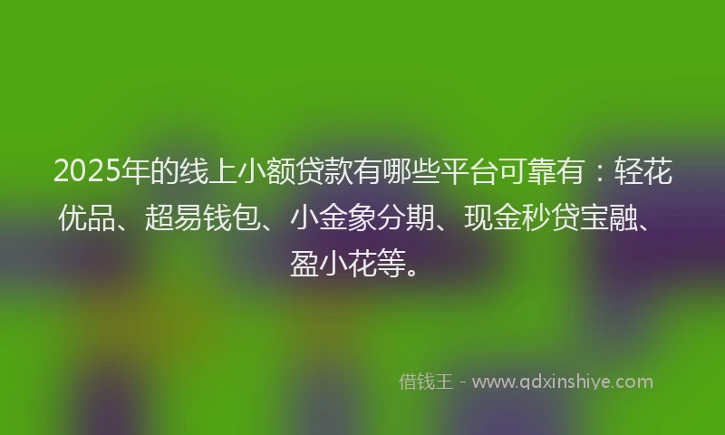 2025年的线上小额贷款有哪些平台可靠有：轻花优品、超易钱包、小金象分期、现金秒贷宝融、盈小花等。