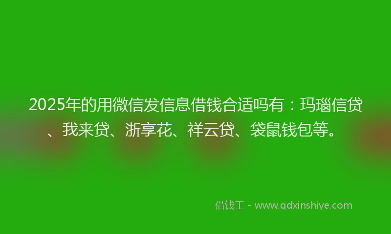 2025年的用微信发信息借钱合适吗有：玛瑙信贷、我来贷、浙享花、祥云贷、袋鼠钱包等。