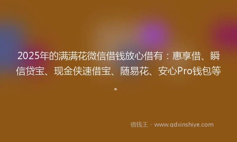 2025年的满满花微信借钱放心借有：惠享借、瞬信贷宝、现金侠速借宝、随易花、安心Pro钱包等。