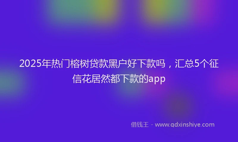2025年热门榕树贷款黑户好下款吗，汇总5个征信花居然都下款的app
