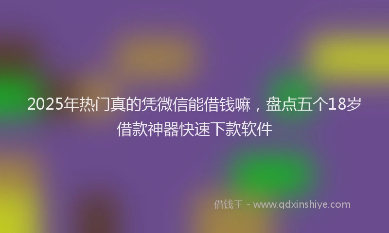2025年热门真的凭微信能借钱嘛，盘点五个18岁借款神器快速下款软件