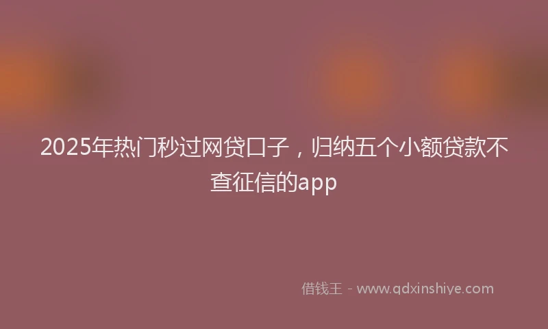 2025年热门秒过网贷口子，归纳五个小额贷款不查征信的app