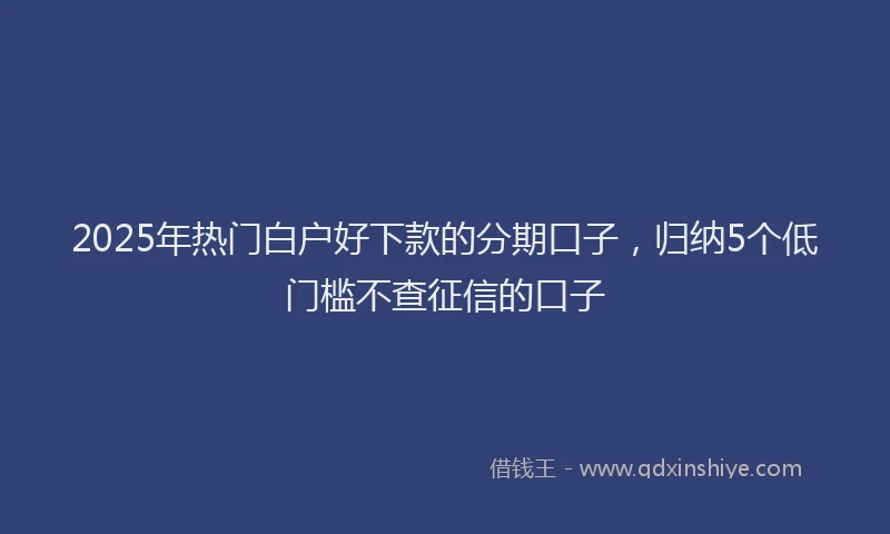 2025年热门白户好下款的分期口子，归纳5个低门槛不查征信的口子