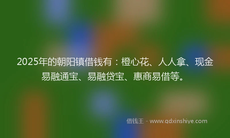 2025年的朝阳镇借钱有：橙心花、人人拿、现金易融通宝、易融贷宝、惠商易借等。