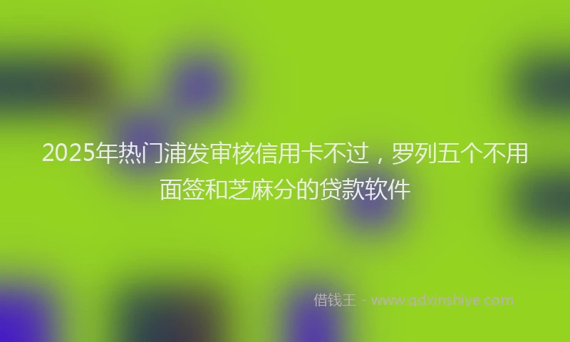 2025年热门浦发审核信用卡不过，罗列五个不用面签和芝麻分的贷款软件