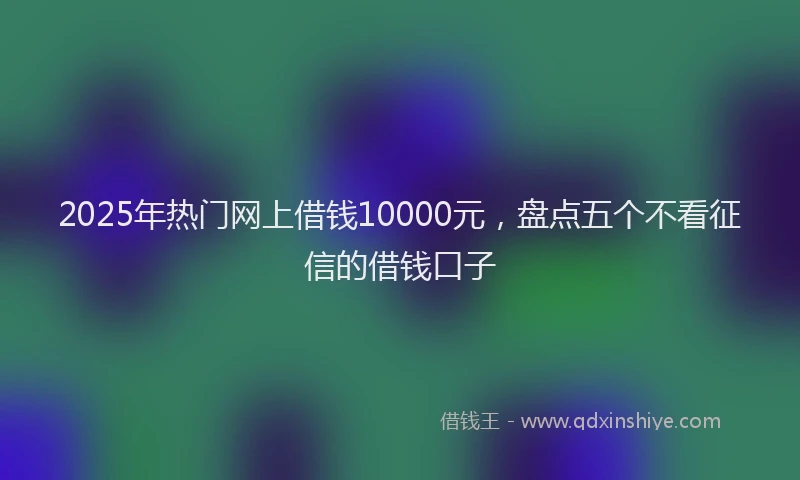 2025年热门网上借钱10000元，盘点五个不看征信的借钱口子