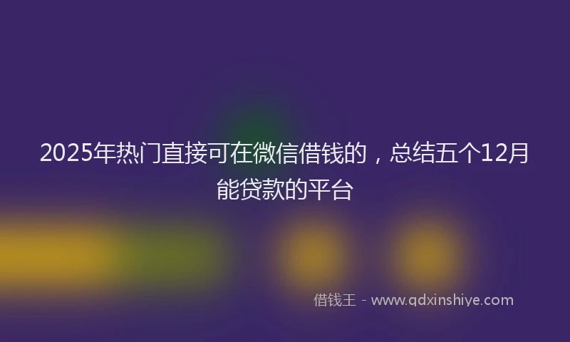 2025年热门直接可在微信借钱的，总结五个12月能贷款的平台