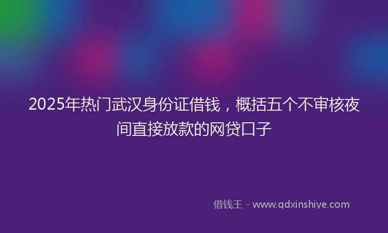 2025年热门武汉身份证借钱，概括五个不审核夜间直接放款的网贷口子