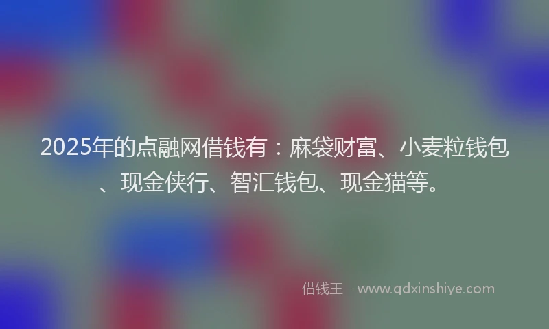 2025年的点融网借钱有：麻袋财富、小麦粒钱包、现金侠行、智汇钱包、现金猫等。