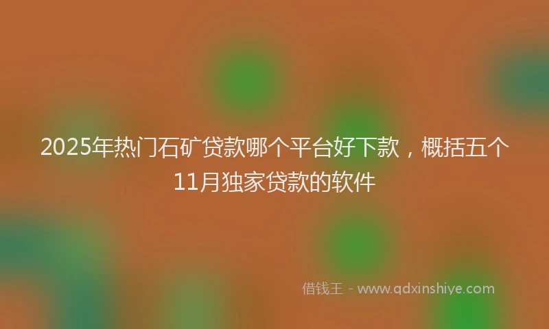 2025年热门石矿贷款哪个平台好下款，概括五个11月独家贷款的软件