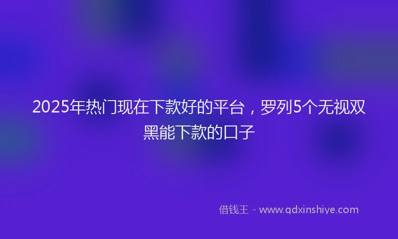 2025年热门现在下款好的平台，罗列5个无视双黑能下款的口子