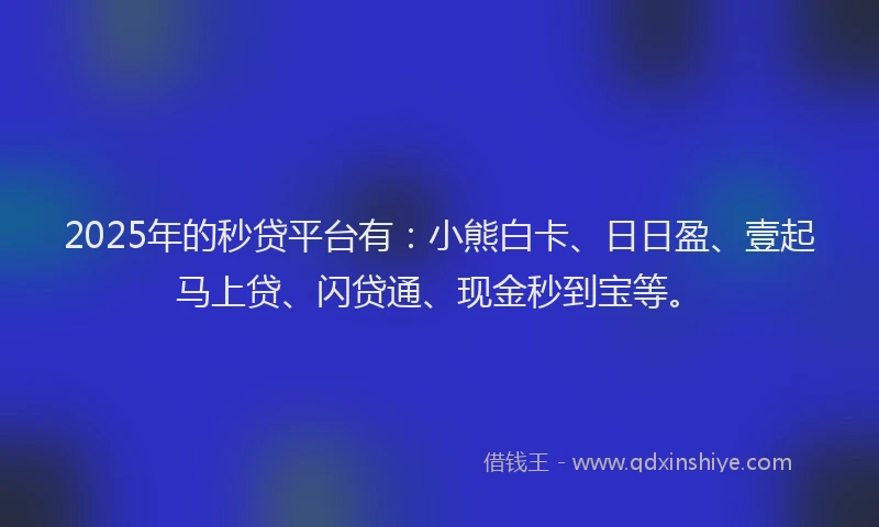 2025年的秒贷平台有：小熊白卡、日日盈、壹起马上贷、闪贷通、现金秒到宝等。