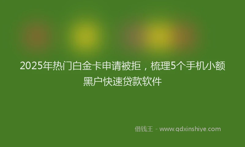 2025年热门白金卡申请被拒，梳理5个手机小额黑户快速贷款软件