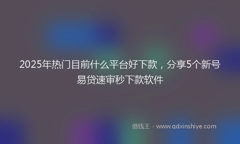 2025年热门目前什么平台好下款，分享5个新号易贷速审秒下款软件