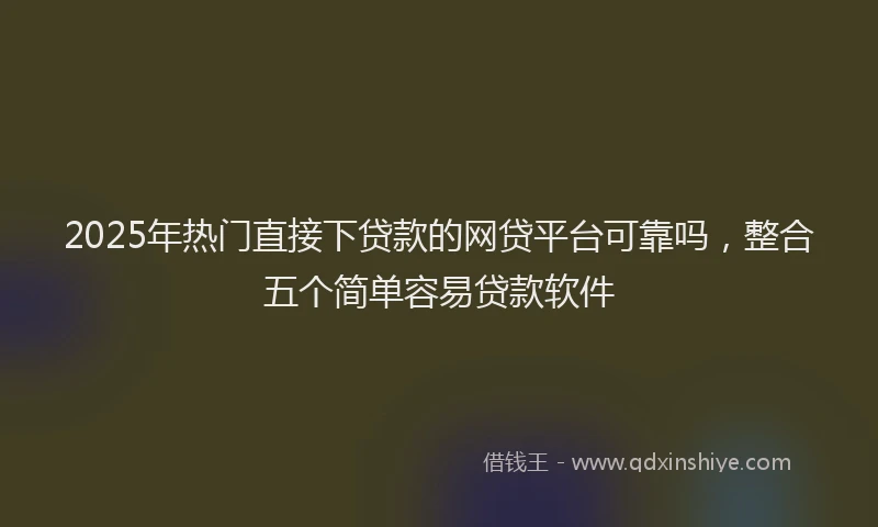 2025年热门直接下贷款的网贷平台可靠吗，整合五个简单容易贷款软件