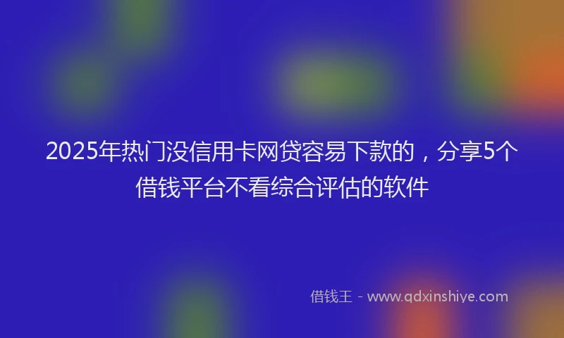 2025年热门没信用卡网贷容易下款的，分享5个借钱平台不看综合评估的软件
