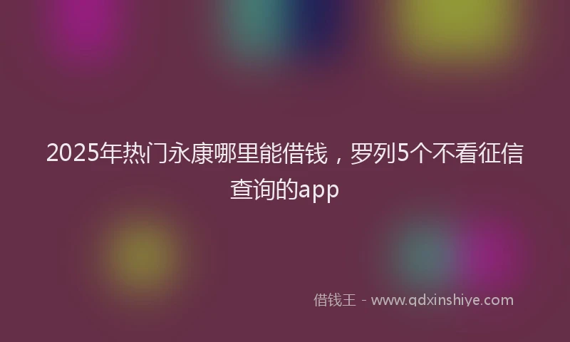 2025年热门永康哪里能借钱，罗列5个不看征信查询的app