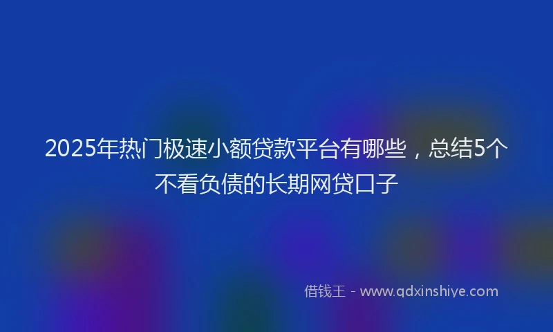2025年热门极速小额贷款平台有哪些，总结5个不看负债的长期网贷口子