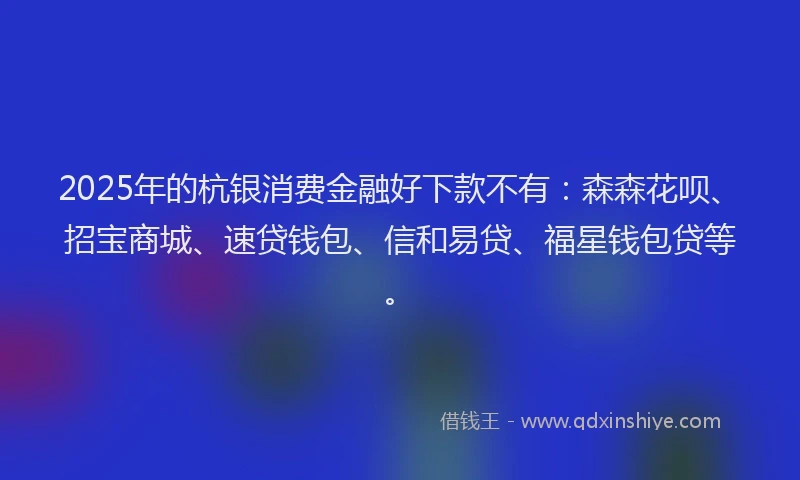 2025年的杭银消费金融好下款不有：森森花呗、招宝商城、速贷钱包、信和易贷、福星钱包贷等。