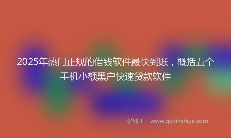 2025年热门正规的借钱软件最快到账，概括五个手机小额黑户快速贷款软件