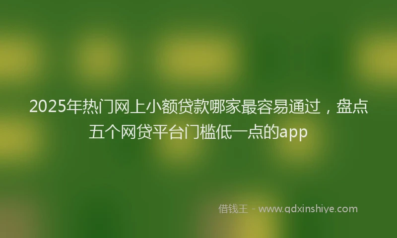 2025年热门网上小额贷款哪家最容易通过，盘点五个网贷平台门槛低一点的app