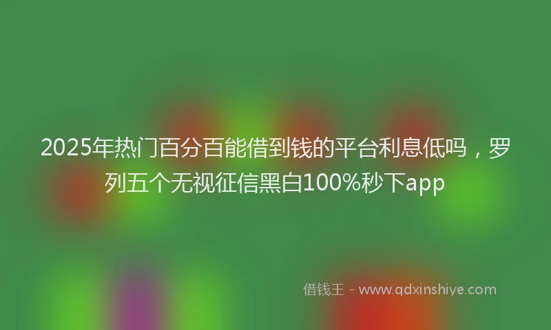2025年热门百分百能借到钱的平台利息低吗，罗列五个无视征信黑白100%秒下app