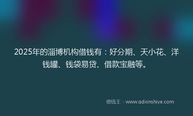 2025年的淄博机构借钱有：好分期、天小花、洋钱罐、钱袋易贷、借款宝融等。