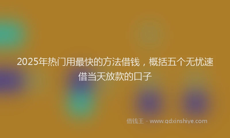 2025年热门用最快的方法借钱，概括五个无忧速借当天放款的口子