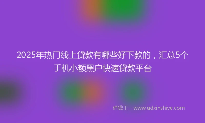 2025年热门线上贷款有哪些好下款的，汇总5个手机小额黑户快速贷款平台