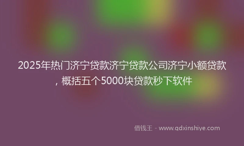 2025年热门济宁贷款济宁贷款公司济宁小额贷款，概括五个5000块贷款秒下软件