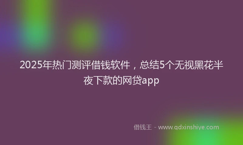2025年热门测评借钱软件，总结5个无视黑花半夜下款的网贷app