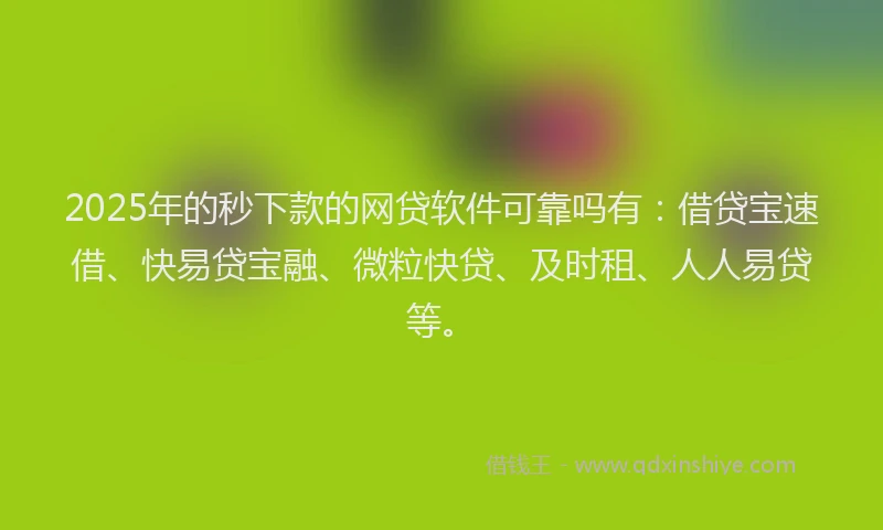 2025年的秒下款的网贷软件可靠吗有：借贷宝速借、快易贷宝融、微粒快贷、及时租、人人易贷等。