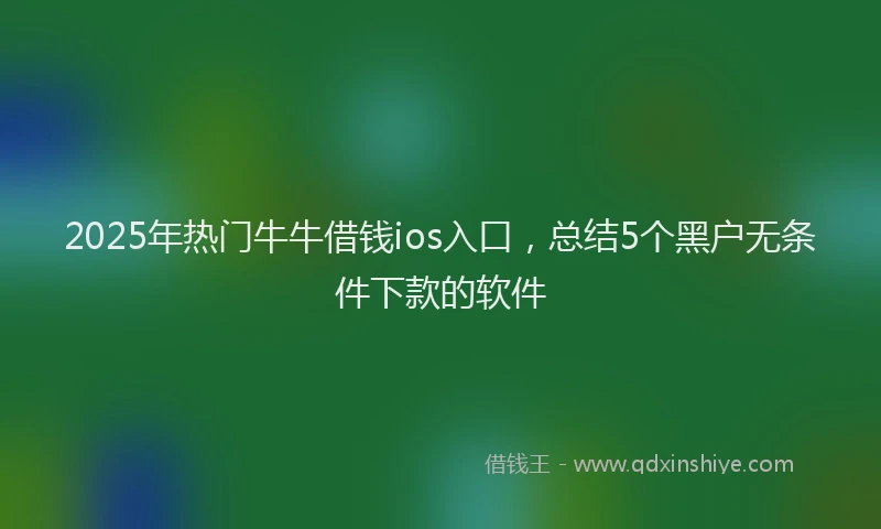 2025年热门牛牛借钱ios入口，总结5个黑户无条件下款的软件