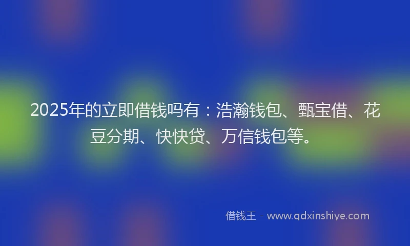 2025年的立即借钱吗有：浩瀚钱包、甄宝借、花豆分期、快快贷、万信钱包等。