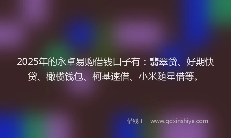 2025年的永卓易购借钱口子有：翡翠贷、好期快贷、橄榄钱包、柯基速借、小米随星借等。