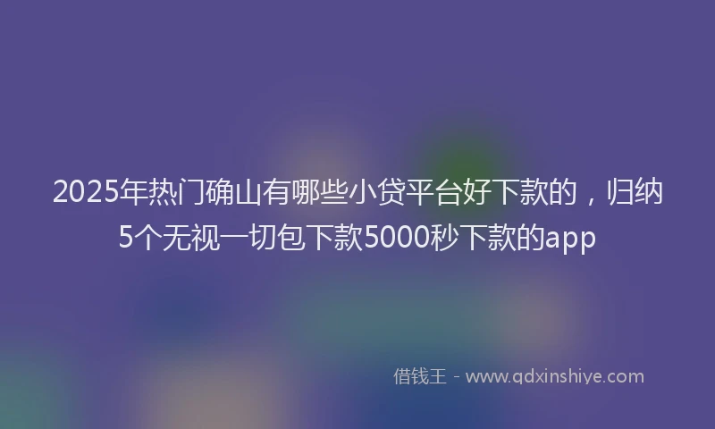 2025年热门确山有哪些小贷平台好下款的，归纳5个无视一切包下款5000秒下款的app