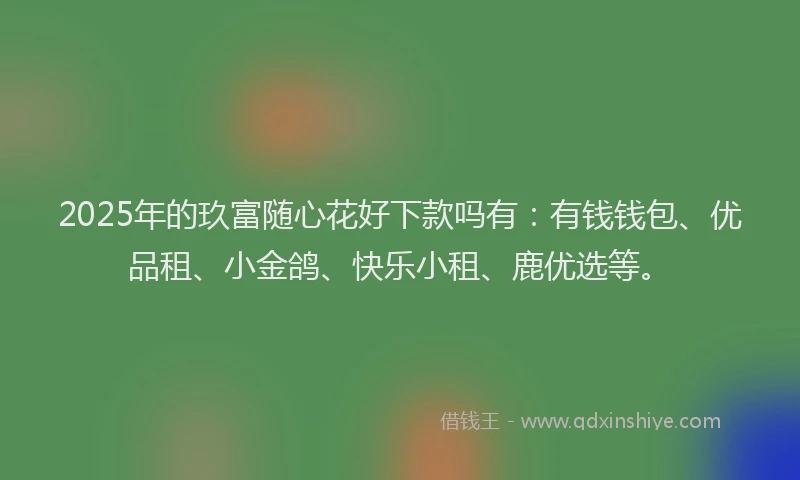 2025年的玖富随心花好下款吗有：有钱钱包、优品租、小金鸽、快乐小租、鹿优选等。