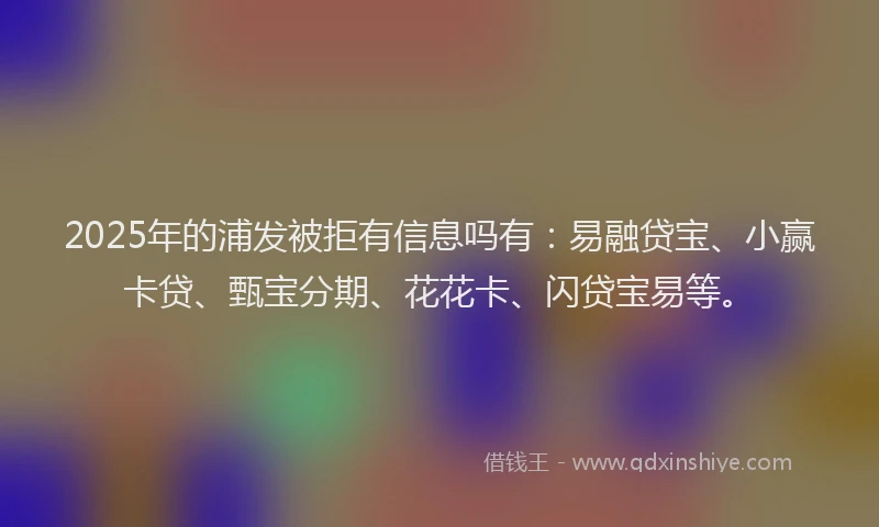 2025年的浦发被拒有信息吗有：易融贷宝、小赢卡贷、甄宝分期、花花卡、闪贷宝易等。