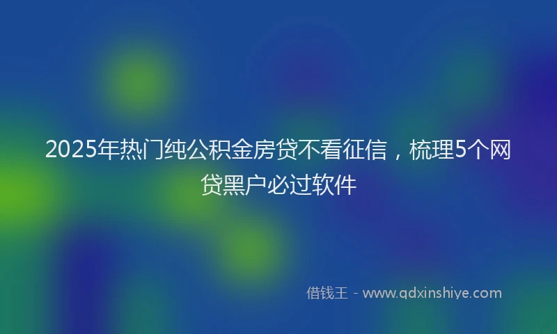2025年热门纯公积金房贷不看征信，梳理5个网贷黑户必过软件