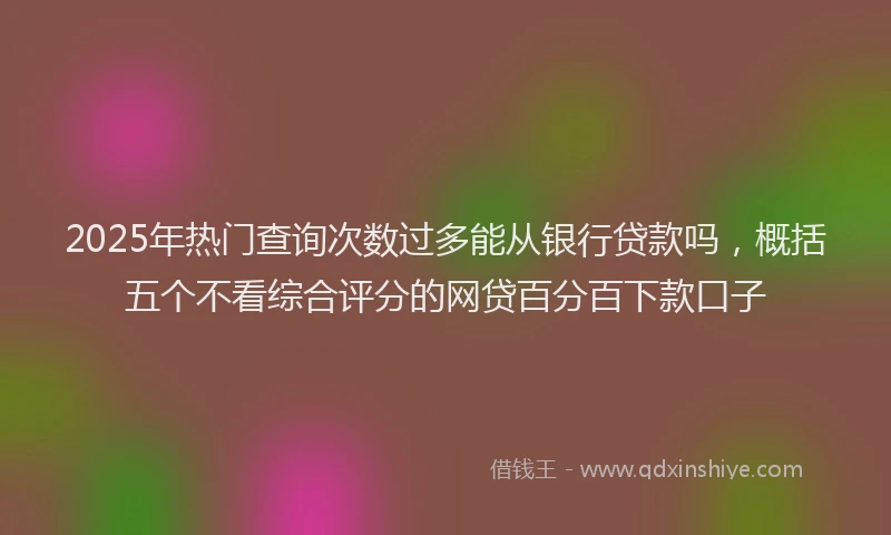 2025年热门查询次数过多能从银行贷款吗，概括五个不看综合评分的网贷百分百下款口子