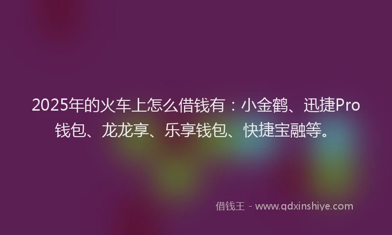 2025年的火车上怎么借钱有：小金鹤、迅捷Pro钱包、龙龙享、乐享钱包、快捷宝融等。