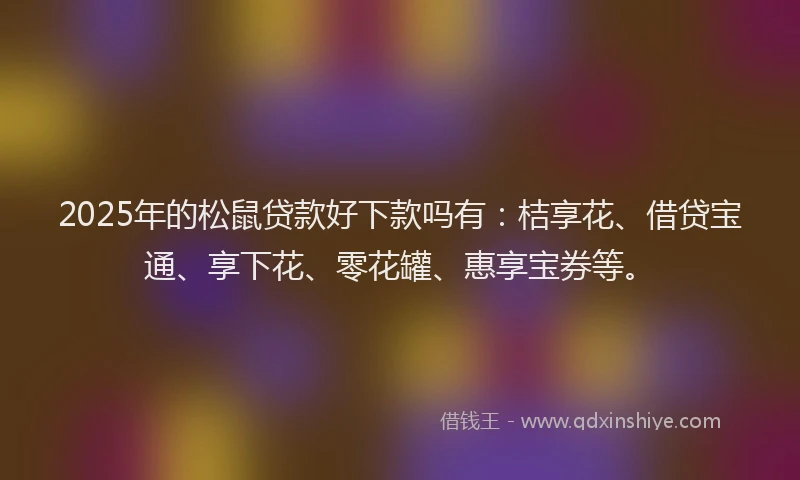 2025年的松鼠贷款好下款吗有：桔享花、借贷宝通、享下花、零花罐、惠享宝券等。