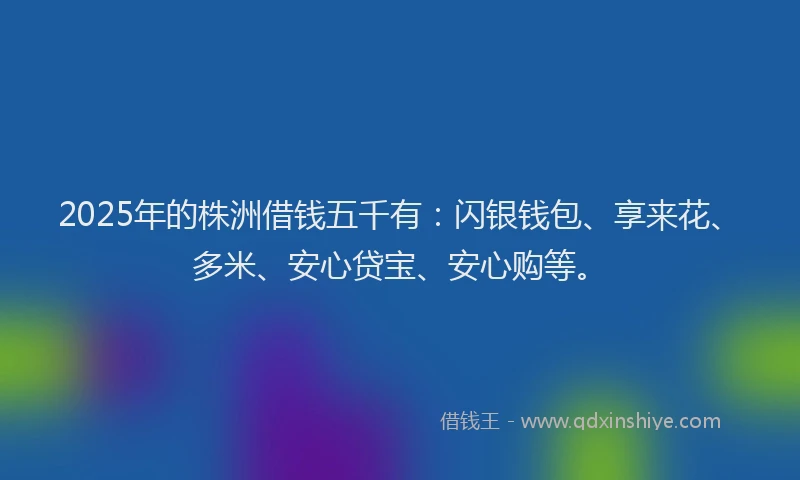 2025年的株洲借钱五千有：闪银钱包、享来花、多米、安心贷宝、安心购等。